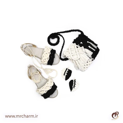 ست صندل و کیف دست بافت زنانه mrc2416-04