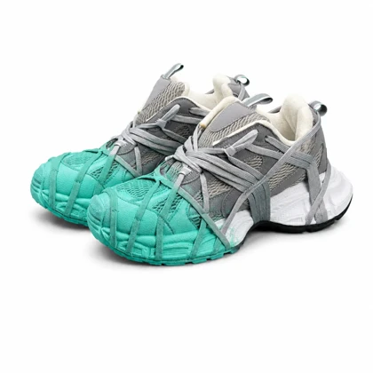 کفش کتانی مردانه مدل بالنسیاگا اسپایدر کاستوم طوسی سبز2 BALENCIAGA SPIDE