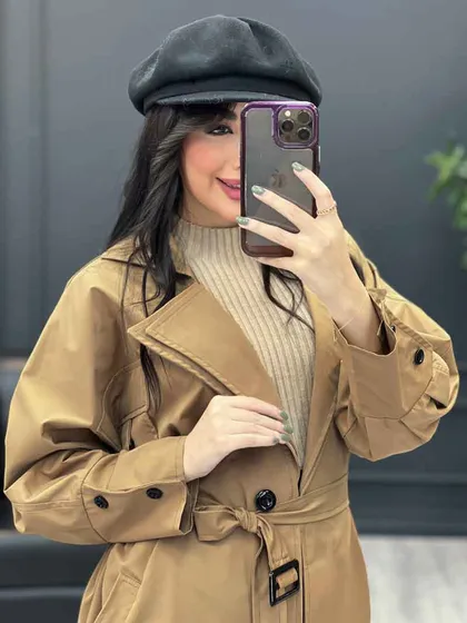 بارانی بلند بالا جیب سگک
