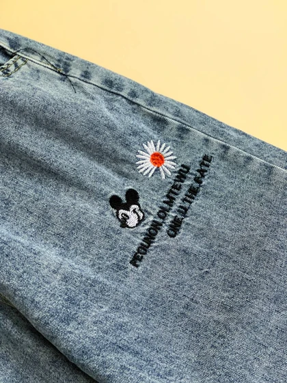 شلوار نیم بگ جین میکی موس کد 2020