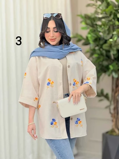شومیز نچرال طرح دار