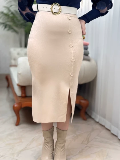 دامن بافت بغل دکمه 3417