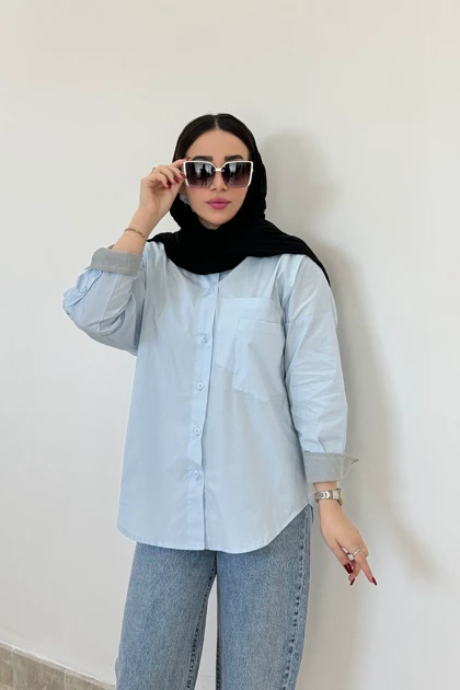شومیز کتان دوجیب