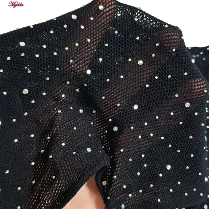 بادی فانتزی زنانه مدل نگین‌دار کد 4860-7197 رنگ مشکی