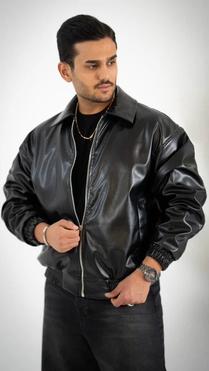 کاپشن مردانه چرم اولدمانی_کد4685