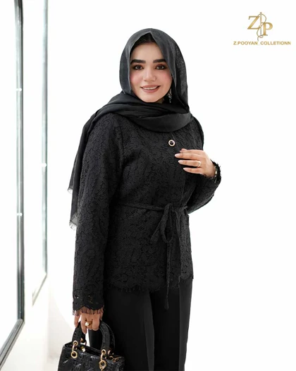 کت زنانه مجلسی کمردار گیپور نایرا