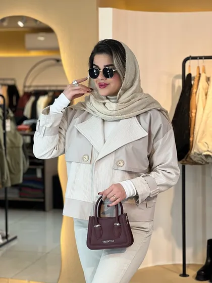 بارانی کوتاه کتان دوخت استخوانی 010204