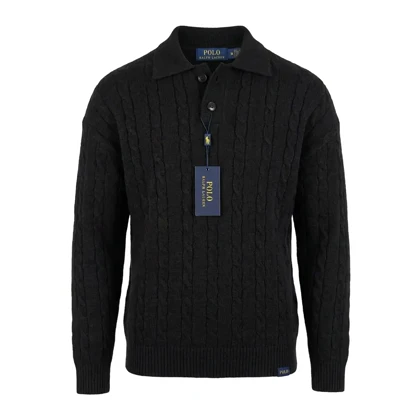 پلیور بافت دو دکمه طرح مارپیچ برند Polo Ralph Lauren