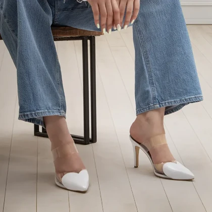 کفش پاشنه‌بلند زنانه مدل قلبی_سفید کد 3021