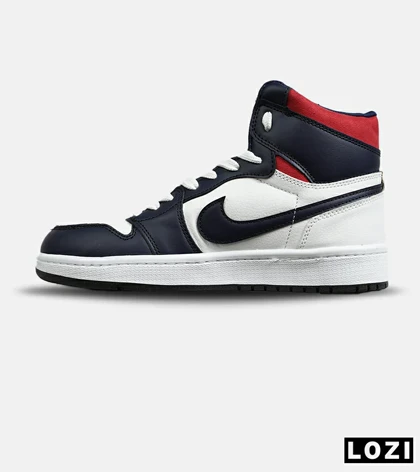 کفش کتانی ساق‌دار مردانه و زنانه سرمه ای سفید NIKE jordan 1 مدل 7678