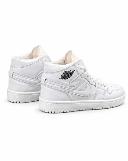 کفش کتانی مردانه مدل جردن وان ساق‌دار سفید تمام Nike jordan1