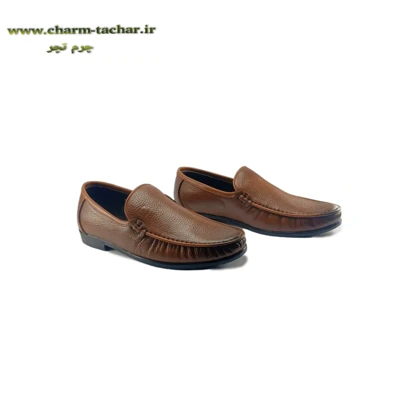 کفش کالج مردانه چرم طبیعی دست دوز عسلی