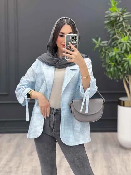 مانتو راه راه آستین گت دار