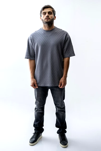 تیشرت باکسی ژاکارد مردانه