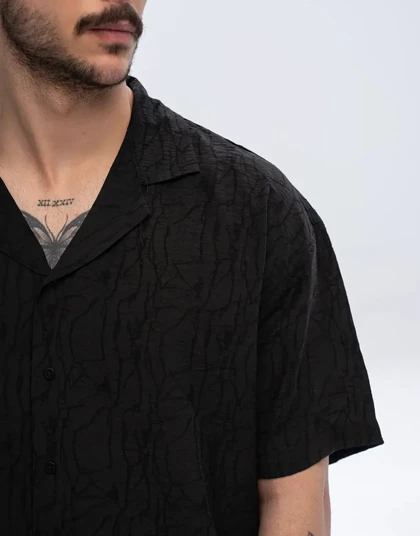 آستین کوتاه ژاکارد یقه انگلیسی