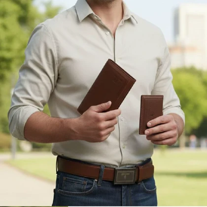 ست کیف و کمربند عسلی مدل M101-عسلی