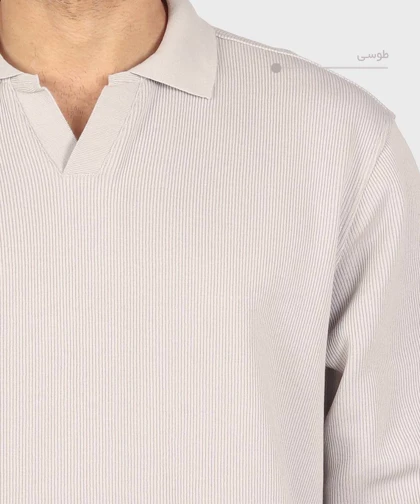 تیشرت آستین بلند مردانه یقه شکاری 0584