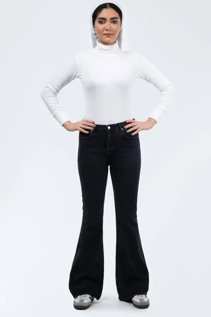 شلوار بوت کات ذغالی تیره