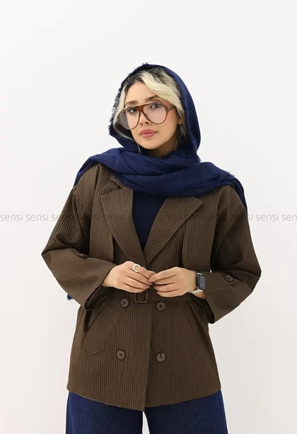 بارانی آستر دار میله ای کد1005041