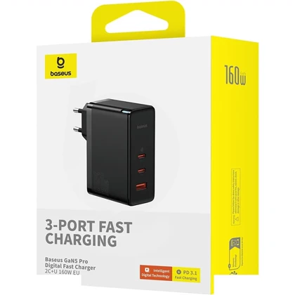 شارژر دیواری بیسوس Baseus مدلGaN5 Pro توان 160 وات