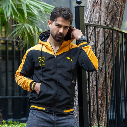 کاپشن مشکی زرد مردانه مدل Ferrari ویژه