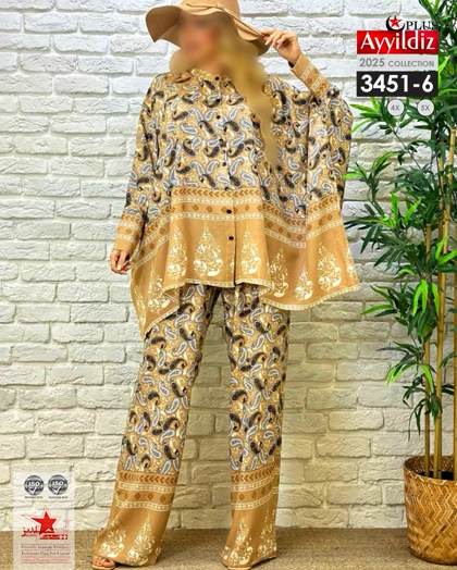 ست مانتو شلوار زنانه سایز بزرگ کد 3451/6