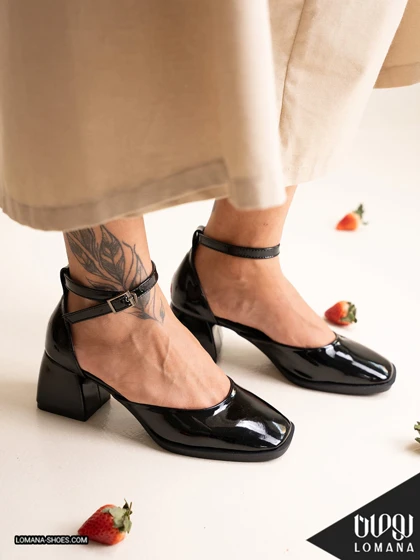 کفش پاشنه دور مچی ورنی لومانا - کد 2691