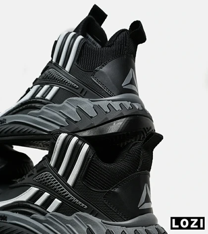 کفش کتانی ساق‌دار مشکی سفید خاکستری Reebok Shaq Attaq