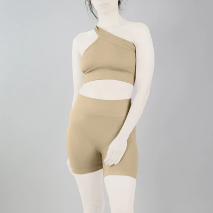 ست نیم‌تنه و کشاله بند ورزشی زنانه مدل 2061 کرم