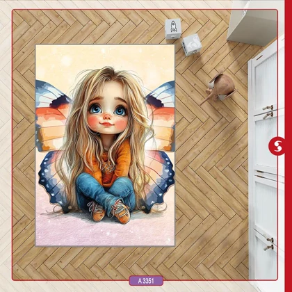 فرشینه اتاق کودک برند مینوریا طرح پروانه کد p-501
