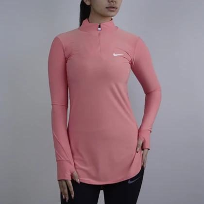 استرج آستین بلند نیم زیپ ورزشی زنانه نایک مدل VHD-3K1452 صورتی