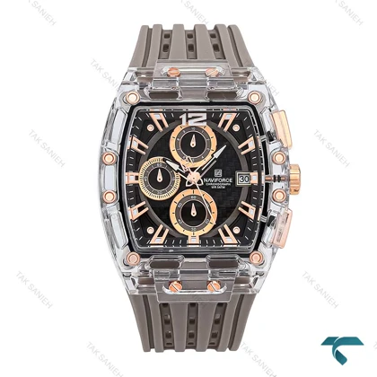 ساعت مردانه نیوی فورس NF7105 رزگلد طوسی NaviForce-6994-G