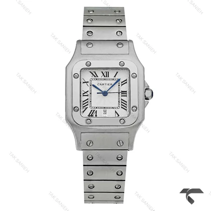 کارتیر سانتوز زنانه استیل صفحه سفید مدیوم Cartier-5958-L