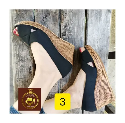 صندل لژدار طبی زنانه تابستانی 7 سانت حصیری در 3 طرح