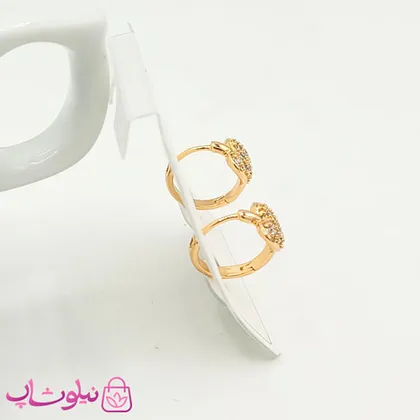 گوشواره حلقه‌ای کوچک ژوپینگ قلبی نگین‌دار