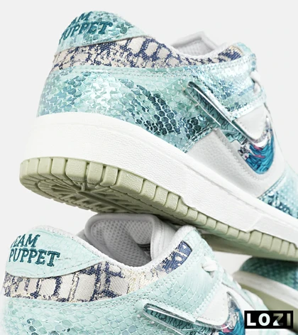کفش کتانی مردانه و زنانه آبی سفید NIKE dunk low steam puppet