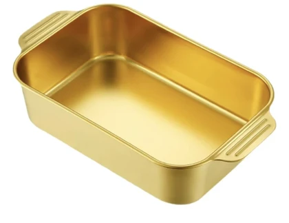 تابه سرو دسته دار استیل مستطیل طلایی