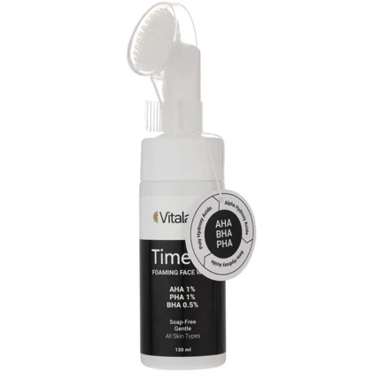 فوم شستشو صورت ویتالیر مدل Timevit مناسب انواع پوست حجم 150ml