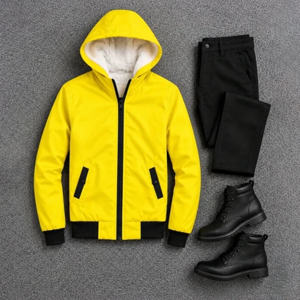 سویشرت مردانه زرد داخل تمام خز مدل adidas