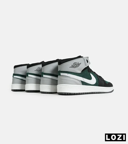کفش کتانی ساق‌دار طوسی سبز مشکی مردانه Nike air jordan 1