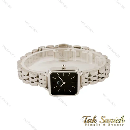 ساعت دنیل ولینگتون زنانه مربعی نقره ای صفحه مشکی DW-4475-L