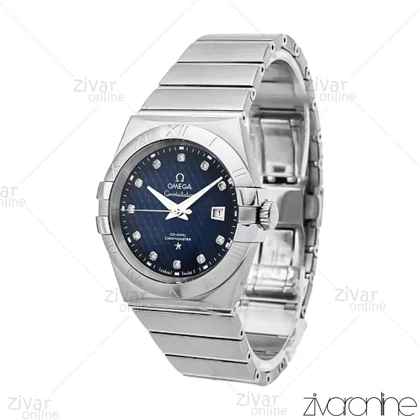 ساعت امگا کانسلیشن مردانه نقره ای صفحه سرمه ای نگین‌دار 106085