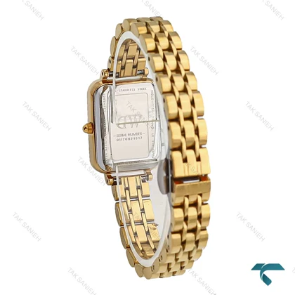 ساعت زنانه DW مستطیلی طلایی صفحه سرمه ای DW-7127-L