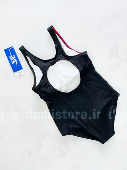 مایو یک تکه اسلیپ کاپ‌دار طرح مشکی و قرمز ZX