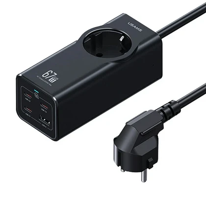 چند راهی برق یک سوکت، 3 تایپ سی و 1 یو اس بی فست شارژ 67 وات یوسامز CC225