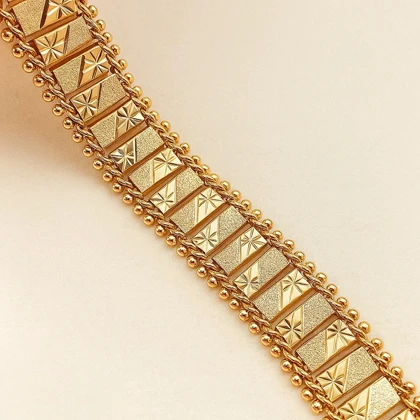 دستبند ژوپینگ زنانه طرح پلاکدار بافت‌دار | رنگ ثابت و ضد حساسیت