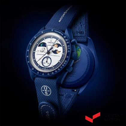 ساعت مچی امگا سواچ مدل MISSION TO EARTHPHASE - MOONSHINE GOLD SO33N703L