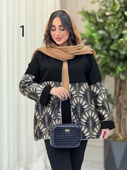 مانتو طرح دار مغزی دوزی دلبر