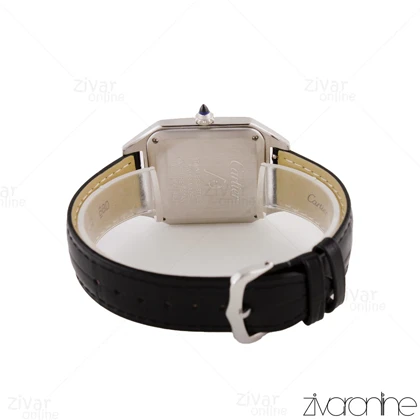 ساعت کارتیه مردانه سانتوس دومونت قاب سیلور صفحه مشکی 105551