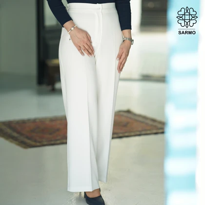 شلوار زنانه سفید مدل فول بگ